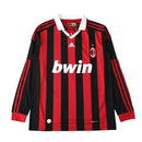 Camisa Milan Home 09/10 Retrô Manga Longa - Vermelha e Preta