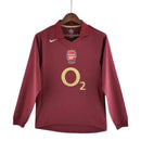 Camisa Arsenal Home 05/06 Retrô Manga Longa - Vinho